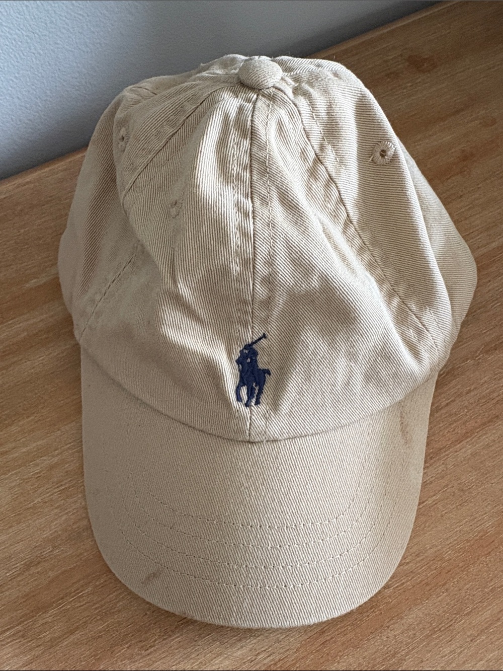Ralph Lauren Beige Cap with Navy Pony Embroidery 12-24Months